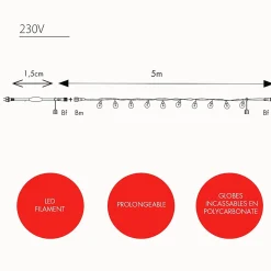 Guirlande guinguette Tradition filament - prolongeable - Chromex