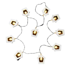 Guirlande intérieur Maisonnettes 8 leds piles - HOMEA - Guirlande lumineuse led Blanc Blanc