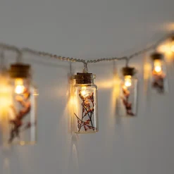 Guirlande LED à pile - 10 fleurs - verre - violet - L165 cm - Atmosphera