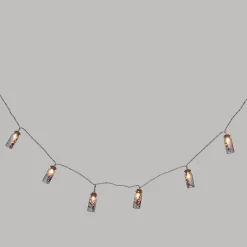 Guirlande LED à pile - 10 fleurs - verre - violet - L165 cm - Atmosphera