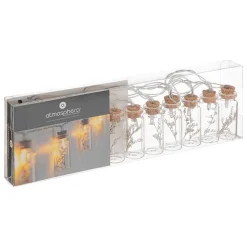 Guirlande LED à pile - 10 fleurs - verre - L165 cm - Atmosphera