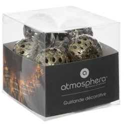 Guirlande LED à pile Oasis - 10 boules - métal - doré - L165 cm - Atmosphera