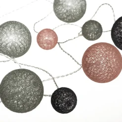 Guirlande LED à pile Wond - 20 boules - coton - L210 cm - Atmosphera