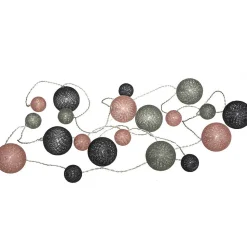 Guirlande LED à pile Wond - 20 boules - coton - L210 cm - Atmosphera