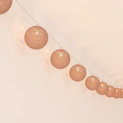 Guirlande LED enfant Glitter - 10 boules - coton et cuivre - rose - L175 - 5 cm - Atmosphera