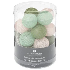 Guirlande Led pile 16 boules Army D3,5cm - Atmosphera