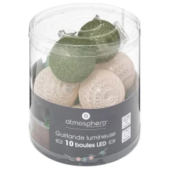 Guirlande Led pile 10 boules Army D6 - Atmosphera