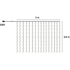 Guirlande LED Rideaux 320LED 220V 3m IP44 8 modes - Multicolore - SILAMP
