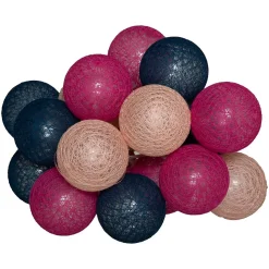 Guirlande Led Secteur 20 Boules Assortiments D 6 Box- Rose bleu marine- Atmosphera