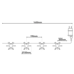 Guirlande lumineuse à 10 LED 'ETOILES 3D' - Décoration de Noël en plastique blanc, avec LED fixes