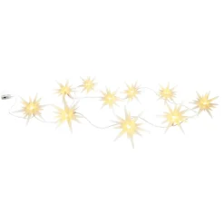 Guirlande lumineuse à 10 LED 'ETOILES 3D' - Décoration de Noël en plastique blanc, avec LED fixes