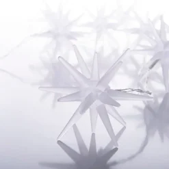 Guirlande lumineuse à 10 LED 'ETOILES 3D' - Décoration de Noël en plastique blanc, avec LED fixes