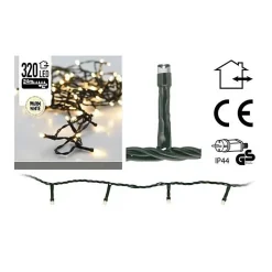 Guirlande lumineuse 320 LED fixe - Blanc chaud - 27m - Intérieur - Electrique