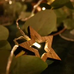 Guirlande lumineuse 10 étoiles en bois - à piles - Chromex