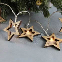 Guirlande lumineuse 10 étoiles en bois - à piles - Chromex