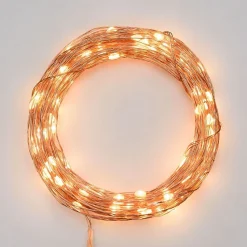 Guirlande lumineuse cuivrée 200 microleds blanc chaud - Lotti