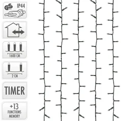 Guirlande lumineuse de noël solaire ECD Germany 16m 800 led blanc chaud étanche avec télécommande