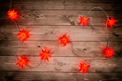 Guirlande lumineuse de Noël à 9 LED d'extérieur Étoiles 3D / XMAS Lights - rouge