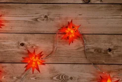 Guirlande lumineuse de Noël à 9 LED d'extérieur Étoiles 3D / XMAS Lights - rouge