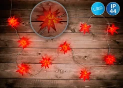 Guirlande lumineuse de Noël à 9 LED d'extérieur Étoiles 3D / XMAS Lights - rouge