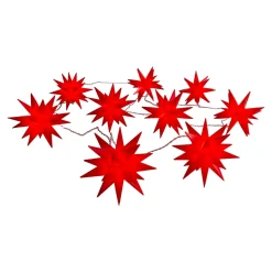 Guirlande lumineuse de Noël à 9 LED d'extérieur Étoiles 3D / XMAS Lights - rouge