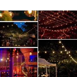 Guirlande Lumineuse Exterieur Solaire, 100FT Guirlandes Lumineuses52 LED Ampoules Blanc Chaud, IP45, Jardin Classe énergétique G