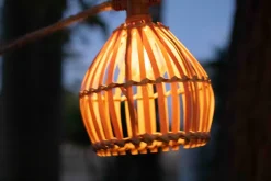 Guirlande lumineuse extérieur à énergie solaire Lucia en bambou et toile de jute IP44 3W L.135 cm