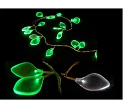 Guirlande lumineuse feuilles givrees vert