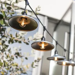 Guirlande lumineuse LED Bowl Galva Light Lumisky E27 1000 lm 10W IP64 blanc chaud L.6m rétro métallisé noir et gris galvanisé