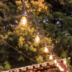 Guirlande lumineuse LED Chic Cage Light Lumisky E27 1000 lm 10W IP64 blanc chaud L.6m rétro structuré noir mat