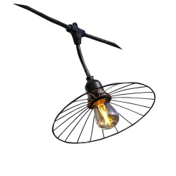 Guirlande lumineuse LED Chic Cage Light Lumisky E27 1000 lm 10W IP64 blanc chaud L.6m rétro structuré noir mat