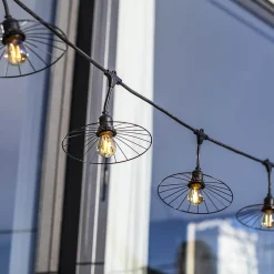 Guirlande lumineuse LED Chic Cage Light Lumisky E27 1000 lm 10W IP64 blanc chaud L.6m rétro structuré noir mat