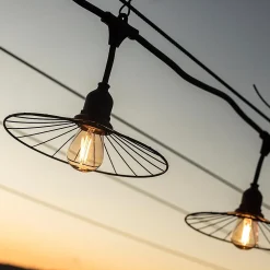 Guirlande lumineuse LED Chic Cage Light Lumisky E27 1000 lm 10W IP64 blanc chaud L.6m rétro structuré noir mat