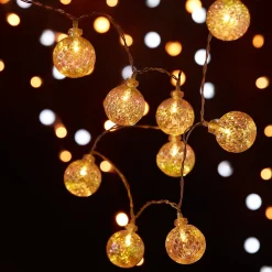 Guirlande lumineuse LED intérieure blanc chaud câble transparent 1,65 m décor boule