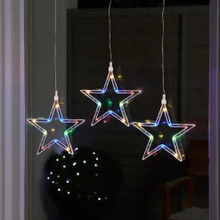 Guirlande lumineuse LED intérieure multicolore câble transparent 1,6 m décor étoile