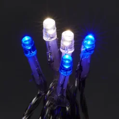 Guirlande lumineuse LED intérieure blanc froid/bleu câble transparent 8 fonctions 11 m