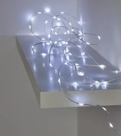 Guirlande lumineuse LED intérieure blanc froid et blanc chaud câble argenté 12 fonctions 26,42 m