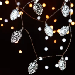 Guirlande lumineuse LED intérieure blanc froid câble transparent 2,55 m décor pomme de pin