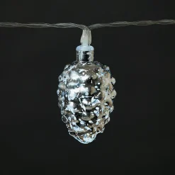 Guirlande lumineuse LED intérieure blanc froid câble transparent 2,55 m décor pomme de pin