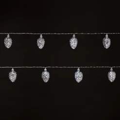 Guirlande lumineuse LED intérieure blanc froid câble transparent 2,55 m décor pomme de pin