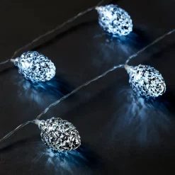 Guirlande lumineuse LED intérieure blanc froid câble transparent 2,55 m décor pomme de pin