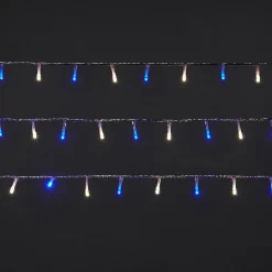 Guirlande lumineuse LED intérieure blanc froid/bleu câble transparent 8 fonctions 20 m