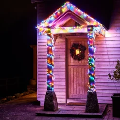 Guirlande lumineuse LED intérieure et extérieure multicolore câble vert 8 fonctions 37,5 m