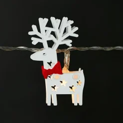 Guirlande lumineuse LED intérieure blanc chaud câble transparent 1,65 m décor renne en bois