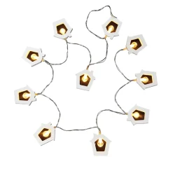 Guirlande Lumineuse LED Maison en Bois 8 LED Blanc Chaud