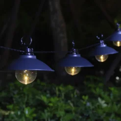 Guirlande lumineuse LED solaire 10 lumières IP44 blanc chaud L.7,05m gris foncé