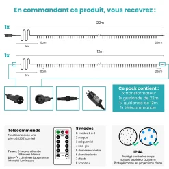 Guirlande Lumineuse 34m Câble Noir 300 Leds Blanc froid