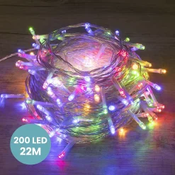 Guirlande Lumineuse 22m Câble Transparent 200 Leds Multicolore