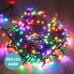 Guirlande Lumineuse 44m Câble Noir 400 Leds Multicolore