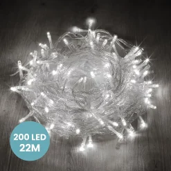Guirlande Lumineuse 22m Câble Transparent 200 Leds Blanc froid